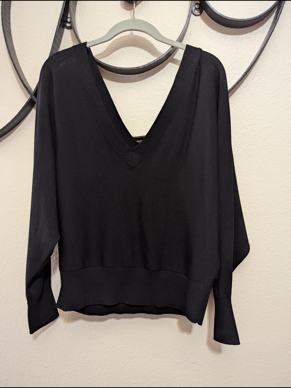 Express Black Ribbed V-Neck Sweater